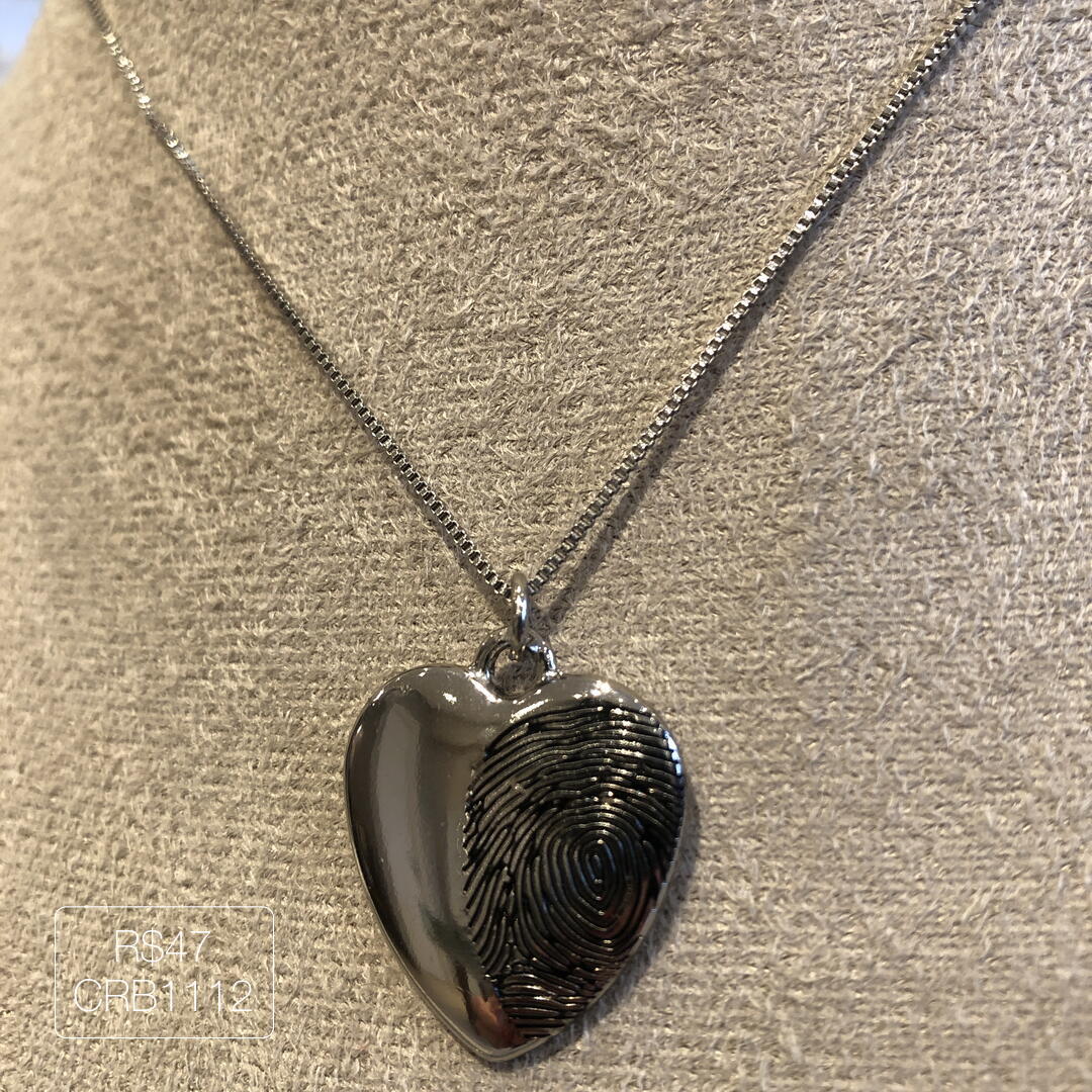 Colar Coração Impressão Digital